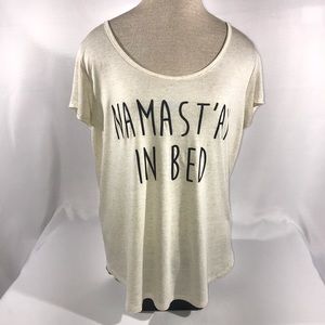 Francesca‘s Alya Cream Tee Namast’ay In Bed NWOT